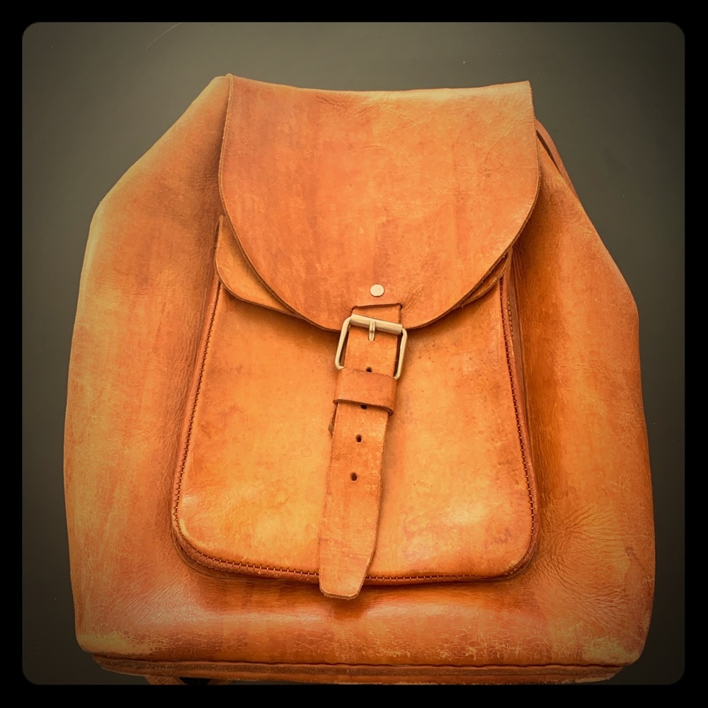 Classic Vintage Brown Leather Backpack